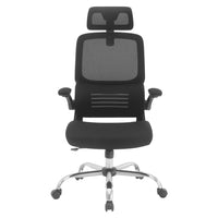 Work Smart - Fauteuil de Direction avec dossier en maille noire et siège en tissu, avec appui-tête-Dossier en maille noire perméable à l'air avec support lombaire intégré