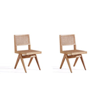 Manhattan Comfort Hamlet 17.64" Industry Chic Dining Chair - Nature - Set of 2-Modern - Industry Chic Cane Dining Chair Perfect for Dining Room Use. Set of 2
