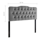 Modway Annabel Diamond Tufted Performance Velvet Queen Headboard - Grey-Velvet Polyester Upholstery