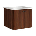 Modway - Zia Support mural de 24" Meuble de salle de bain avec lavabo en marbre - Noyer-Coiffeuse murale de 24"
