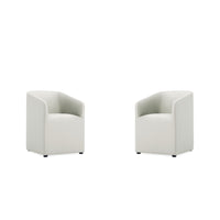 Manhattan Comfort - Lot de 2 fauteuils de salle à manger modernes Anna ronds 23,23 po en similicuir gris pierre-Fauteuil de salle à manger moderne pour salle à manger et usage de travail Lot de 2