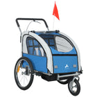 Aosom - Remorque de vélo 2-en-1 pour enfants, poussette bébé pliante - bleu-Cadre en acier robuste assurant la stabilité et la sécurité de la structure 