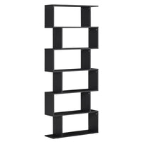 HOMCOM - Bibliothèque en bois géométrique à 6 niveaux, meuble de bureau à domicile - noir-Étagères à 6 niveaux au design contemporain offrant un espace de rangement et d’exposition dans votre maison ou bureau 