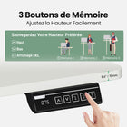 IMHome - Bureau assis-debout électrique réglable en hauteur avec 3 réglages de mémoire - 55 po x 24 po - Plateau blanc / structure blanche-Conçu pour gérer des charges de travail importantes, ce bureau de travail supporte jusqu’à 154 lb (70 kg) tout en conservant une excellente stabilité, même à sa hauteur maximale. Sa vitesse de déplacement fluide de 20 mm par seconde et sa technologie de démarrage et d’arrêt en douceur assurent un fonctionnement silencieux, avec un niveau sonore inférieur à 55 dB