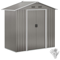 Outsunny Metal Outdoor Storage Garden Shed - 6.5' x 3.5' - Grey-Lots of storage space 