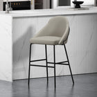 Manhattan Comfort - Gracie tabouret de bar moderne de 22" en similicuir rembourré - pierre et noir-Le cadre et les pieds sont dotés d’un choix d’acier noir entièrement soudé ou d’acier inoxydable doré