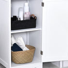 Kleankin Tall Narrow Bathroom Storage Cabinet - White-Non-slip foot pads protect your floor from scratches