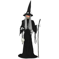 Outsunny 5.6' Animated Witch Halloween Decoration-Life-sized 67" (170 cm), realistic witch design adds a spooky focal point to your decor 