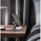 LBT - Support origami de bureau à chargement magnétique 3 en 1 Mag Stream - Gris foncé-Pochette de voyage incluse, chargeur mural PD USB-C 30 W, USB-C vers C tressé de 3 pieds