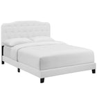 Modway Amelia Upholstered Fabric Full Bed - White-Padded Button-Tufted Headboard