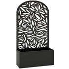 Outsunny - jardinière surélevée en métal avec treillis pour plantes grimpantes-Panneau d’intimité courbé avec découpes en forme de feuilles servant de treillis 