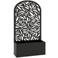 Outsunny - jardinière surélevée en métal avec treillis pour plantes grimpantes-Panneau d’intimité courbé avec découpes en forme de feuilles servant de treillis 