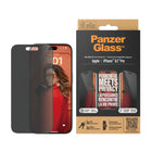 PanzerGlass Privacy Screen Protector for iPhone 15 Pro - Black-Confidentiality privacy filter renders the display almost invisible