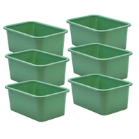 Teacher Created Resources - Eucalyptus Petit bac de stockage en plastique vert, paquet de 6-Les petits livres, les blocs-notes, les jouets, les jeux et les fournitures peuvent être rangés pour aider votre chambre à rester sans encombrement.