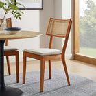 Modway Caledonia Fabric Upholstered Wood Dining Chair - Walnut/Beige - 2 Pack-Assembly Required