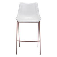 Zuo Magnus Barstool - White/Walnut - Set of 2-Plush and durable faux leather fabric
