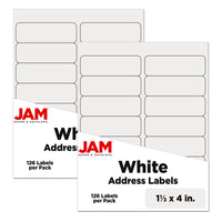 JAM Paper Mailing Address Labels, 1 1/3 x 4, White, 252 Pack-Mailing Address Labels