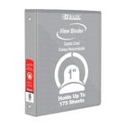 BAZIC Products 1" 3-Ring View Binder with 2 Pockets - Grey - 6 Pack-Clear View Cover on front, back & side