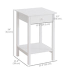 HOMCOM Modern 15.4" Nightstand - White-Large upper space and lower shelf allow you to put decorations or other items