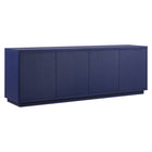 Hudson&Canal Hanson TV Stand for TV's up to 75" - Dark Blue-Features four doors with enclosed cabinets and 4 shelves for ample storage