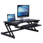 Rocelco Deluxe Extra-Wide 37.5" Sit/Stand Adjustable Desk Riser - Black-No Assembly Required: Simply remove from box and place directly on existing desktop