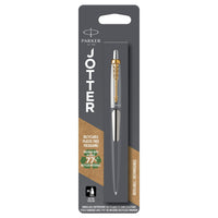 Parker Jotter Gel Pen - Stainless Steel with Gold Trim - Medium Point - Black Ink - 0.7mm-Experience an iconic pen filled with consistently smooth, precise and colourful gel ink: PARKER Jotter Gel Pens
