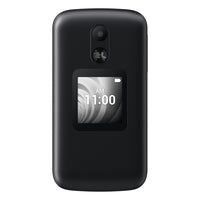 TCL 2.8" Flip Smart Phone - 1 GB RAM - Volcano Black - Unlocked-Dual Displays with an intuitive interface – an external 1.44” preview screen for easy-to-read notifications and an internal 2.8” display, packed with accessibility features
