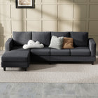 HOMCOM L Shape 4 Seater Corner Sofa with Chaise Lounge - Charcoal Grey-Sleek silhouette and textured upholstery complement a modern look