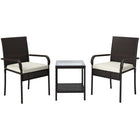 Outsunny - ensemble de mobilier de patio 3 pièces avec chaises empilables - coussin lavable - dessus en verre trempé-Comprend deux fauteuils et une table carrée avec plateau en verre pour des ambiances intimes 
