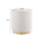 Modway Tilden 16" Round Performance Velvet Upholstered Ottoman - Alabaster/Natural-Stain-Resistant Fabric