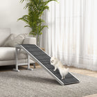 PawHut 74" L Pet Ramp with Non-slip Carpet - White-Made of quality pine wood for robust use 