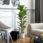 HOMCOM 4' Faux Fiddle Leaf Fig Tree - Green-Adjustable branches with leaves let you easily customise the tree's shape 