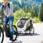 Aosom - Remorque de vélo pour chien 2-en-1, poussette chariot pour animaux, wagon de bicyclette pour voyage avec suspension, blanc-Système de suspension pour une conduite en douceur 