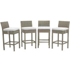 Modway - Conduit Terrasse extérieure Rotin en osier Tabouret de bar - Blanc gris clair - Ensemble de 4-Tabouret de bar extérieur moderne