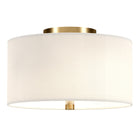 Hudson&Canal Ellis 12" Flush Mount with Fabric Shade - Brass/White-Paired with a white drum fabric shade