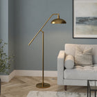 Hudson&Canal Devon Boom Arm Floor Lamp with Metal Shade - Brass/Brass-Rated for one 100W incandescent bulb - 9W LED bulb, 23W fluorescent (CFL) bulb, or 9W self-ballasted LED bulb, E26-base bulb, Bulb not included