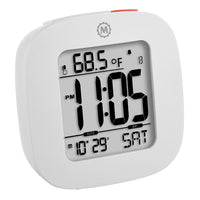 Marathon Compact Alarm Clock with Temperature and Date - White (CL030058WH)-Features a large high quality display with enhanced contrast for maximum legibility.