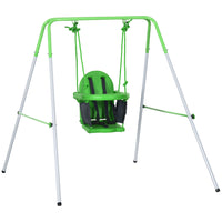 Outsunny - Portique en métal avec harnais de sécurité pour jardin, extérieur, aire de jeux - vert-Comprend une balançoire pour tout-petit . 