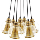 Modway - Peak Cône en laiton et globe en verre Lustre pendentif en grappe-Sphères en verre transparent