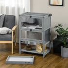 PawHut - Cage en bois pour hamster avec étagère de rangement et bascule - 35,5 po H-Couleur : Gris
