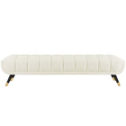 Modway Adept Performance Velvet Bench - Ivory-Gold Metal Foot End Caps