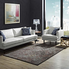 Modway Westia Ornate Turkish Vintage Area Rug - 8 ft W x 10 ft L - Dark Brown/Silver Blue-Tight Low Pile Weave