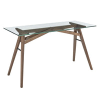 Modway - Steadfast Plateau en verre Bureau - Noyer-Bureau moderne