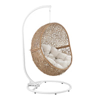 Modway Encase Outdoor Patio Rattan Swing Chair - Cappuccino Beige-Modern Outdoor Patio Swing Chair