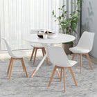 HOMCOM - Chaises de salle à manger modernes avec coussin en cuir PU et cadre en bois - blanc - lot de 4-Dossier courbé pour le soutien, sans accoudoirs pour plus de liberté une fois assis 