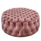 Modway Amour Tufted Button Large Round Performance Velvet Ottoman - Dusty Rose-Tufted Button Accent Ottoman