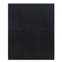 Manhattan Comfort Cornelia 59.22" 2-Piece Modern 11-Shelf Storage Closet - Black-Modern Free Standing 2-Piece Set of Wardrobe Closet with 4 Large Shelves and Wardrobe Closet with 7 Compartments for Bedroom and Storage Use