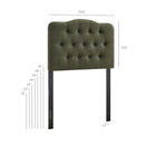 Modway Annabel Premium Linen Blend Twin Headboard - Sage-Diamond Button Tufting