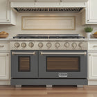 Kucht 48" KFX-X Series Pro Style Propane Gas Range - Stainless Steel/Cement Gray-Product dimensions 27.75" L x 48" W x 36" H