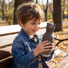 Asobu Bestie Vacuum Insulated Stainless Steel Water Bottle - 16 oz - Brown Bear-Detachable Silicone Animal Head 